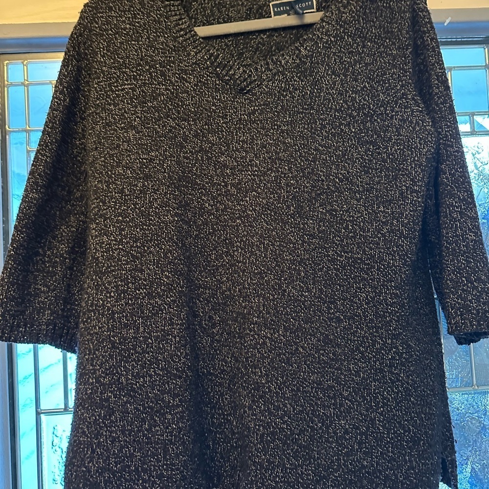 Karen Scott Black and White Crew Neck Sweater